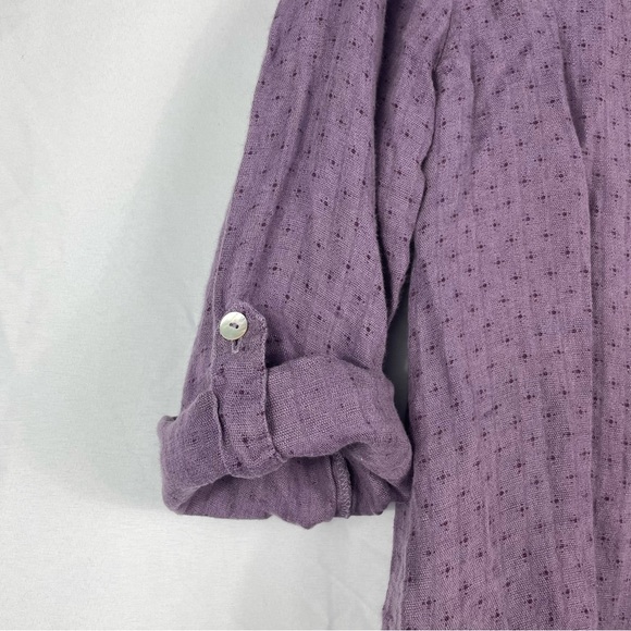 Flax Purple Linen Button Down Shirt - Picture 4 of 7
